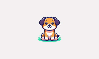 Fototapeta premium cute dog is sitting facing forward vector flat design