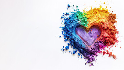 Obraz premium Heart shape made from rainbow flour for pride celebration