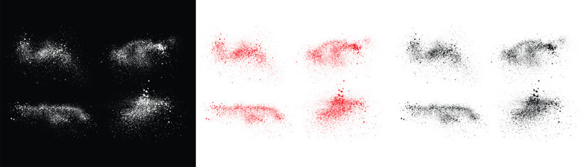 Splash Set of red, black and white color grunge texture artistic brush stroke background. Brush stroke design