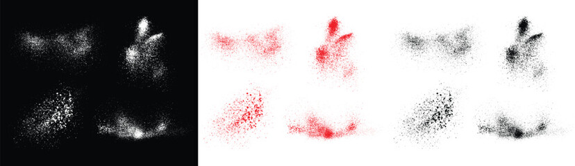 Set of grunge abstract red, black and white color splatter paint brushstroke vector. paint brush stroke