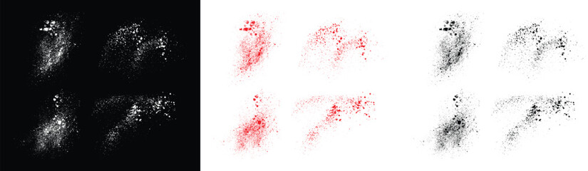 Obraz premium Ink grunge set of various red, black and white color ink splatter paint brush stroke background. texture brush stroke background