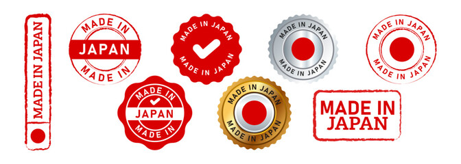 made in japan rectangle circle stamp and seal badge label sticker sign for country product manufactured