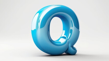 Font realistic 3d design. Complete alphabet q. single icon, Collection Glossy letters in cartoon style. Fonts voluminous inflated from balloon. background full white