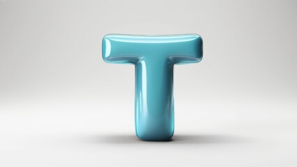 Font realistic 3d design. Complete alphabet T. single icon, Collection Glossy letters in cartoon style. Fonts voluminous inflated from balloon. background full white
