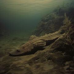 crocodile in the sea