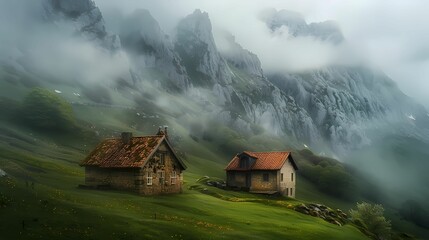 Casa aislada en la montaña