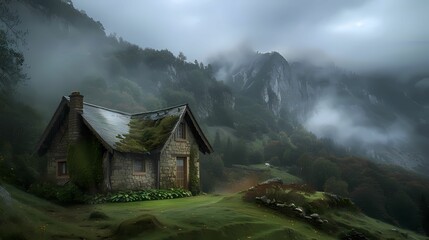 Casa aislada en la montaña