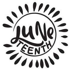 Juneteenth text lettering. Hand drawn vector art.