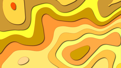 Abstract Yellow paper cut. Yellow paper cut banner with 3D slime, yellow paper cut banner with 3D slime abstract background and orange waves layers.