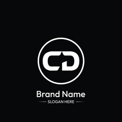 CD Letter Logo Design. Black Background.