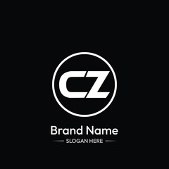 CZ Letter Logo Design. Black Background.