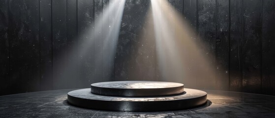Luxury black themed podium, sleek design with elegant, minimalistic styling