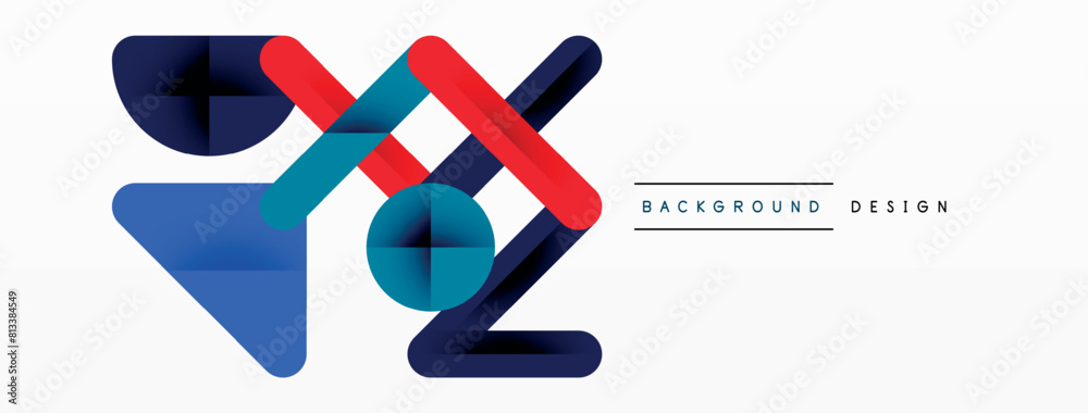 Poster a modern logo featuring a blue circle and red rectangle with white font, symbolizing technology and 