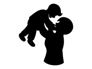 Mother Holding Child silhouette Background
