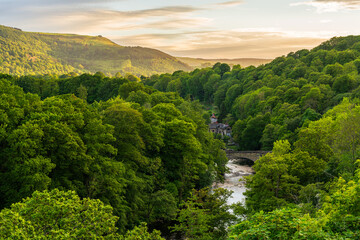 View from the Pontcysyllte Aqueduct in Trevor, Wales, UK