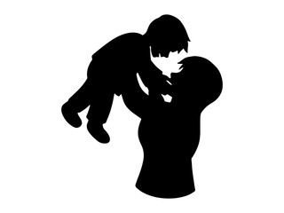 Mother Holding Child silhouette Background
