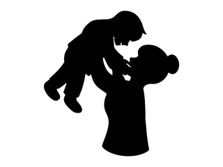 Mother Holding Child silhouette Background
