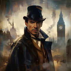 Sherlock Holmes Oil Painting Portrait