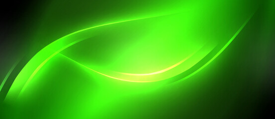 A swirling green liquid reminiscent of a leaf on a black background, creating an electric blue circle representing an astronomical object in a scienceinspired art rectangle graphics design