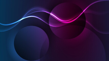 Blue purple glowing abstract tech wavy neon background