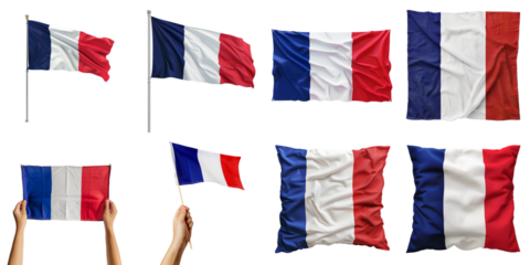 France nation flag transparent isolated collection in 3d png for all purpose.