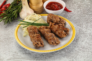 Beef kebab minced meat with onion