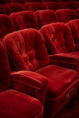 Obraz premium Blank mock up of an empty vintage cinema seat row
