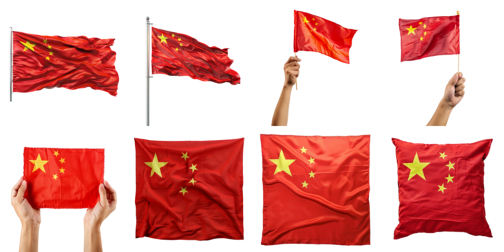 China nation flag transparent isolated collection in 3d png for all purpose.