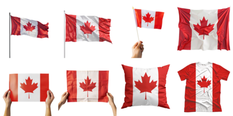 Canada nation flag transparent isolated set in 3d png using for presentation.