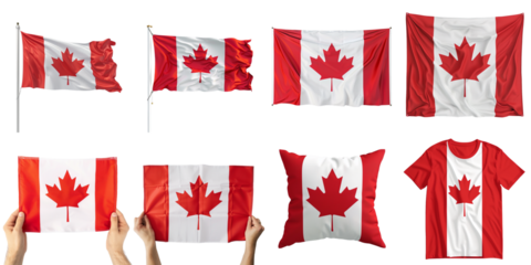 Canada nation flag png collection set no background for sample decoration.