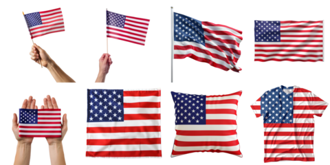 America nation flag transparent isolated collection in 3d png for all purpose.