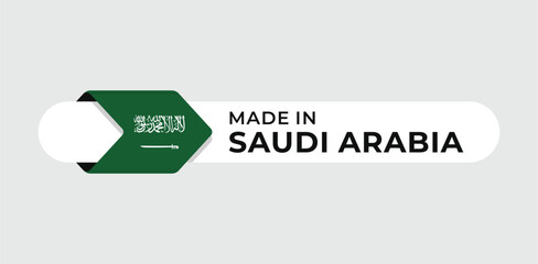 Made in Saudi Arabia vector label with arrow flag icon and round frame. for logo, label, insigna, seal, tag, sign, seal, symbol, badge, stamp, sticker, emblem, banner, design