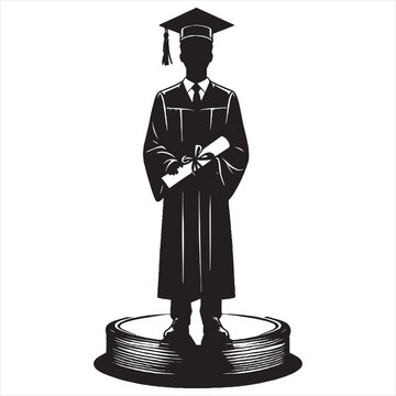recommend clip art: Graduated student silhouette vector on white background.