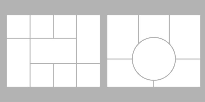 Minimalistic geometric photo frame layout for photo albums, wedding photo. 8,5 to 11 in proportion