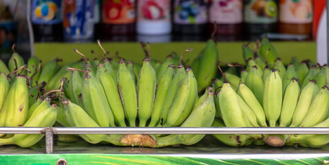 Fresh bananas on the counter in the market