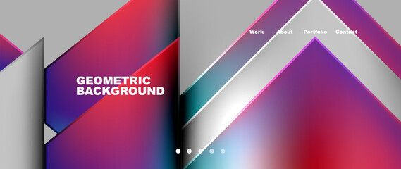Flowing bright neon gradients geometric abstract background with triangles and lines. Fluid color pattern of color liquid gradient background for wallpaper, banner, background, card, landing page