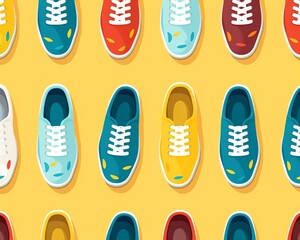 Pattern shoes flat design top view footwear fashion theme animation Complementary Color Scheme - obrazy, fototapety, plakaty