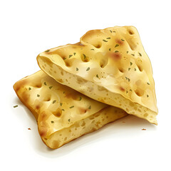 Clipart illustration of focaccia on a white background. Suitable for crafting and digital design projects.[A-0004] - obrazy, fototapety, plakaty