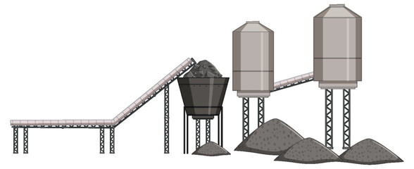 Vector illustration of a gravel processing facility © blueringmedia