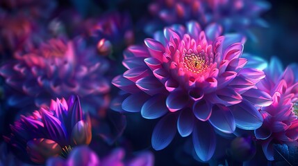 the enchanting contrast of shadows and moonlit highlights as Dahlia flowers embellish the way, casting intricate patterns upon the earth, seen through aerial lenses..