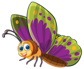 Vibrant butterfly with a cheerful expression