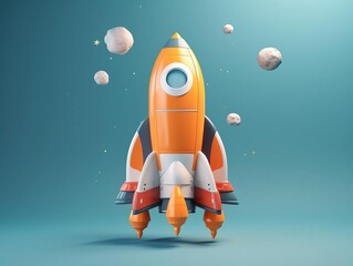 Rocket flat design top view smart tech vivid