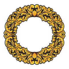 Isolated borders or frames ornament. Ornamental elements for your designs. Black and gold colors. Floral carving decoration for postcards or invitations for social media.