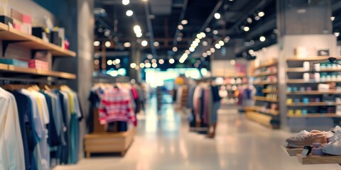 Beautiful blurred background of a store, trendy shop design