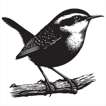 recommend clip art: wren bird silhouette vector art illustration with white background