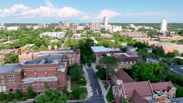 Tallahassee, Florida Skyline in Background with Florida State University campus in foreground aerial