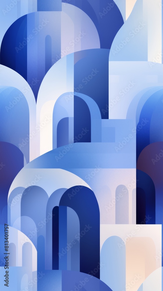 Aufkleber Generative AI Asymmetrical watercolor composition with Italian monastery arches and columns
