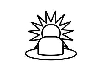 Icono negro de sombrero de alas para protegerse del sol.