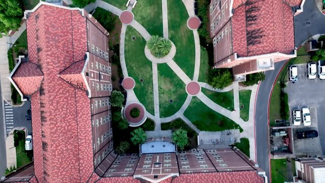 aerial looking down over florida state university campus