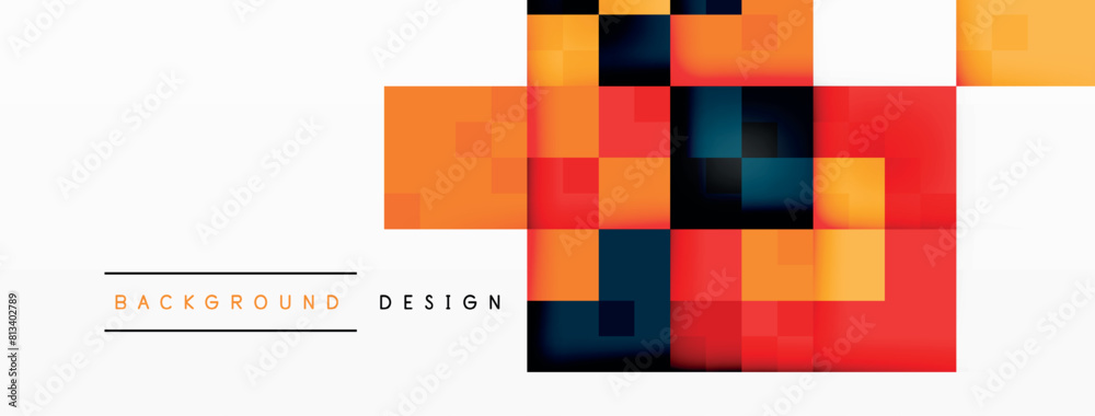 Aufkleber The colorful background with squares on a white background creates a vibrant and symmetrical pattern. The rectangles in shades of orange and electric blue add to the material property of the design